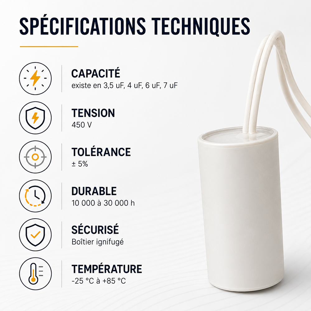 Condensateur volet roulant Bubendorff à connecteur – 3,5 à 7 µF – Image 3