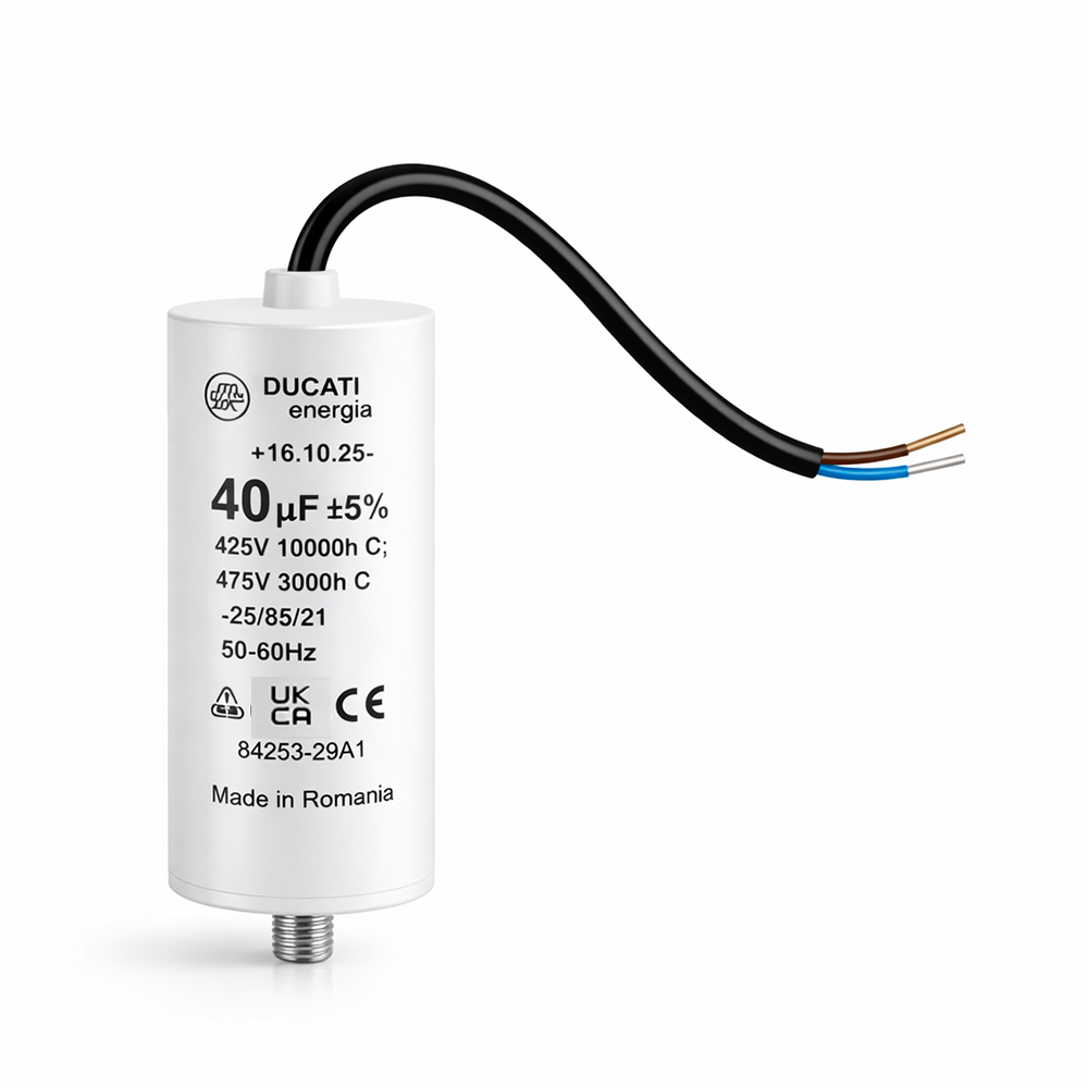 Condensateur permanent 450 V avec câble – 8 à 40 µF