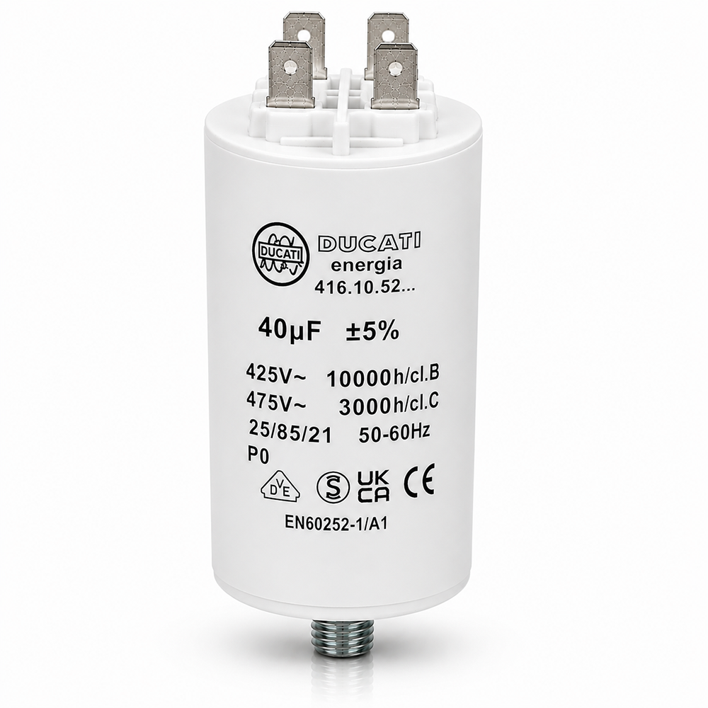 Condensateur permanent 450 V à cosses Faston – 8 à 40 µF