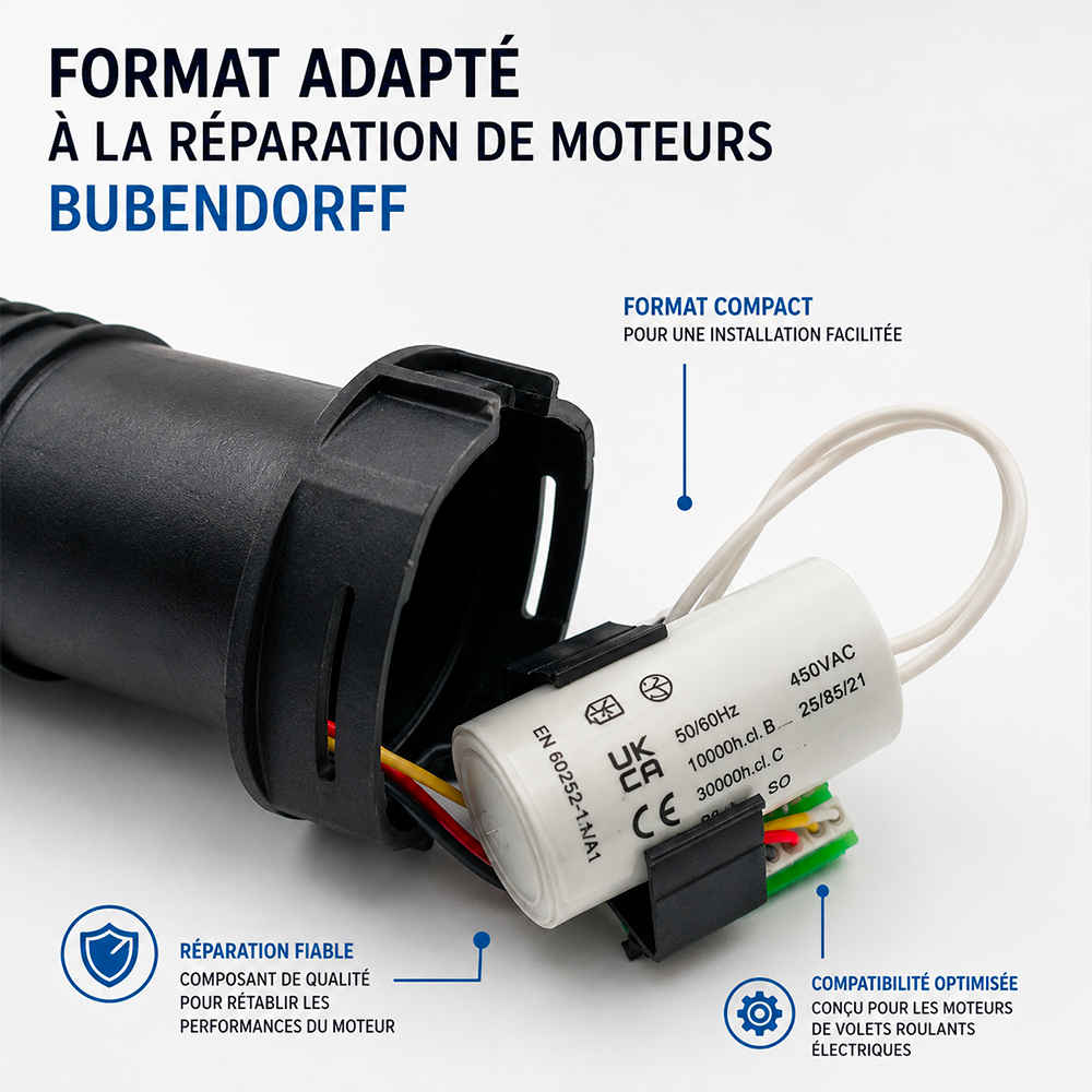 Condensateur volet roulant Bubendorff à connecteur – 3,5 à 7 µF – Image 6