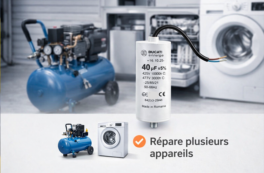 Condensateur permanent 450 V avec câble – 8 à 40 µF – Image 6